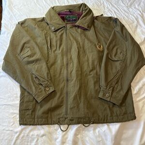 Vintage Hunting Horn Men's Green Khaki Field Jacket with Hood Pocket